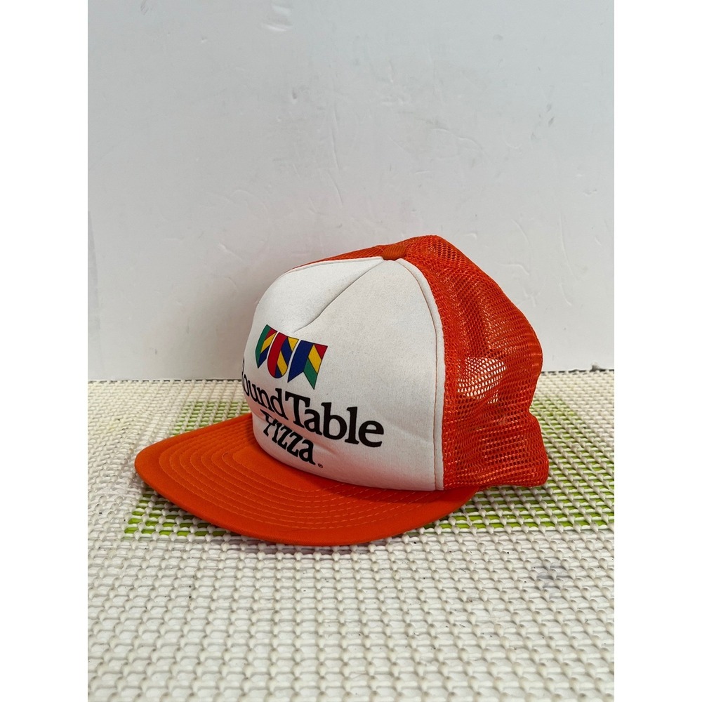 Vintage Round Table Pizza Orange and White Foam Trucker Snap-back Hat GOOD